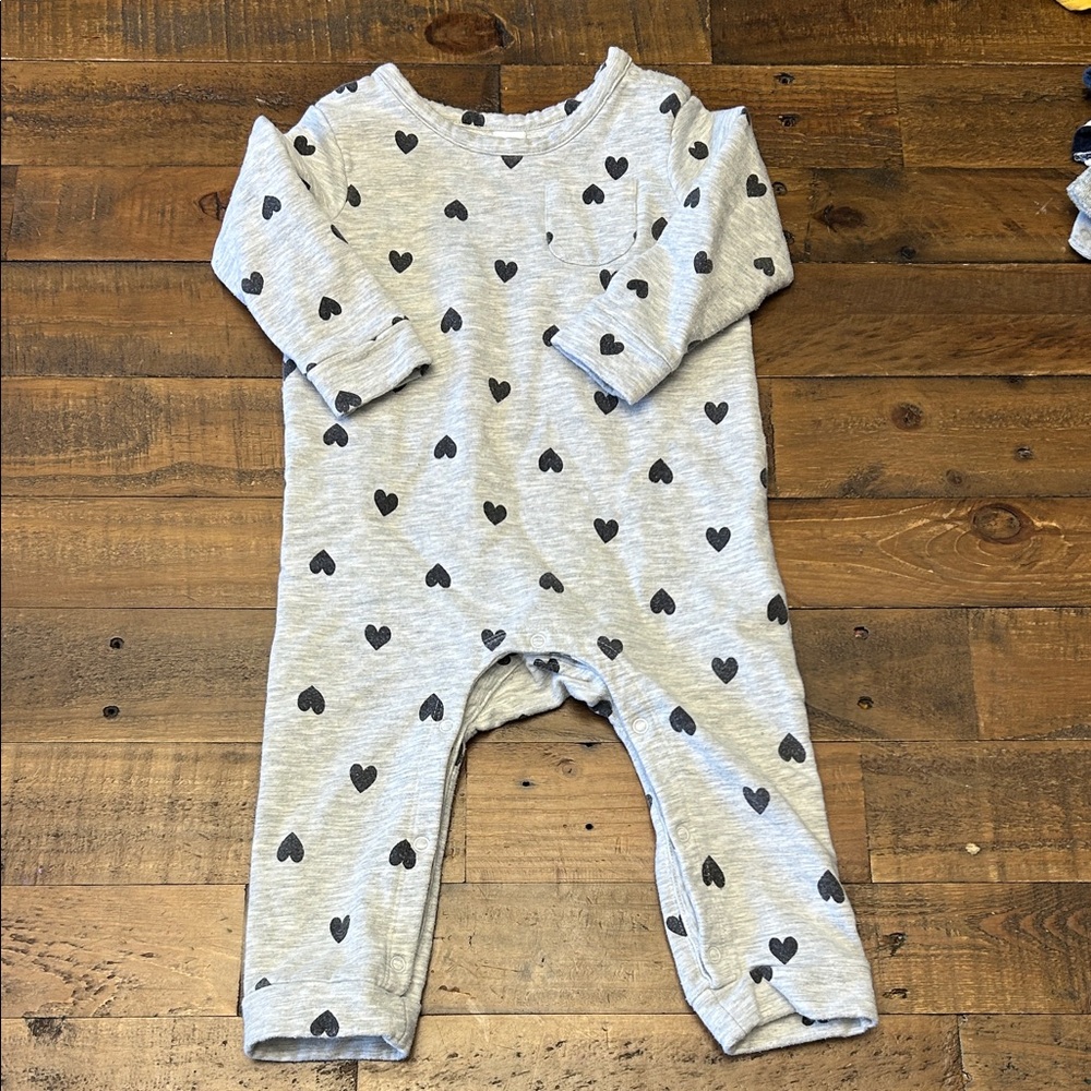 Nordstrom Light Gray Heart-Print Footie